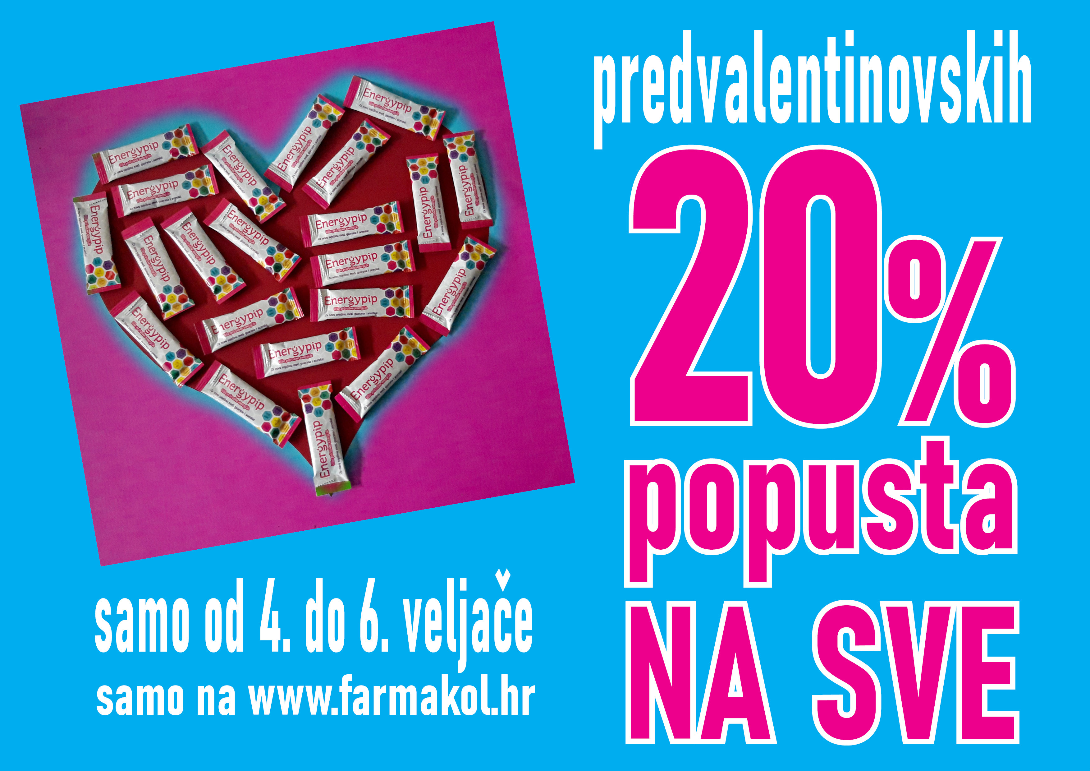 20% popusta na sve u našem web shopu od 4. do 6. 2. - naručite dar za Valentinovo na vrijeme